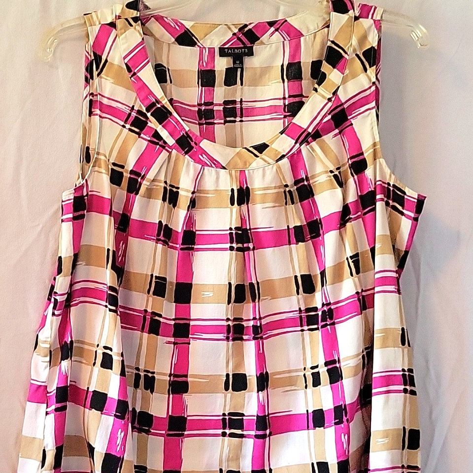 Talbots Size Large Patchwork Shell Top